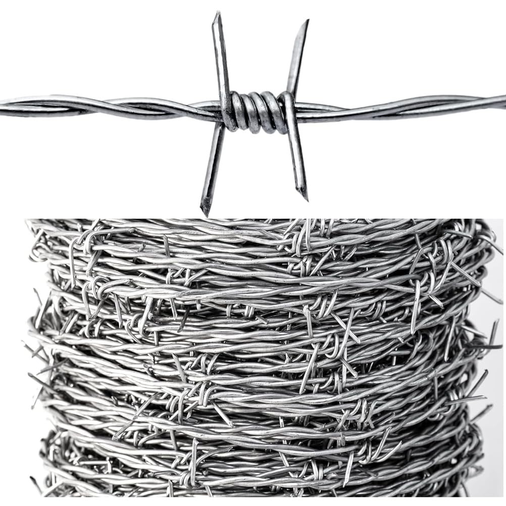 Alambre De Espino para Vallas - Rollo De Acero Galvanizado - Fácil De Doblar Y Cortar - Uso En Exteriores/Seguridad Residencial,1.8mm,100m