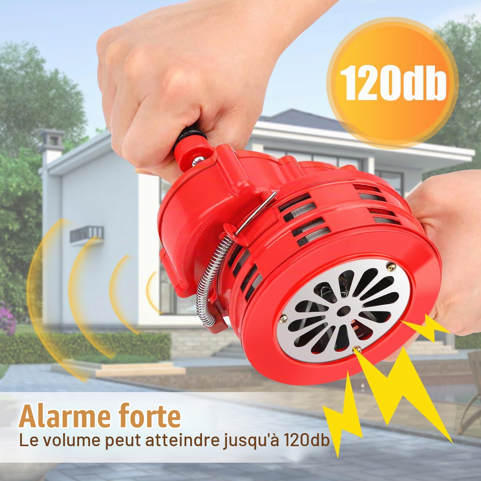Cocoarm Sirène Portative 120 dB, Air Manuelle, Alarme Métallique Rouge