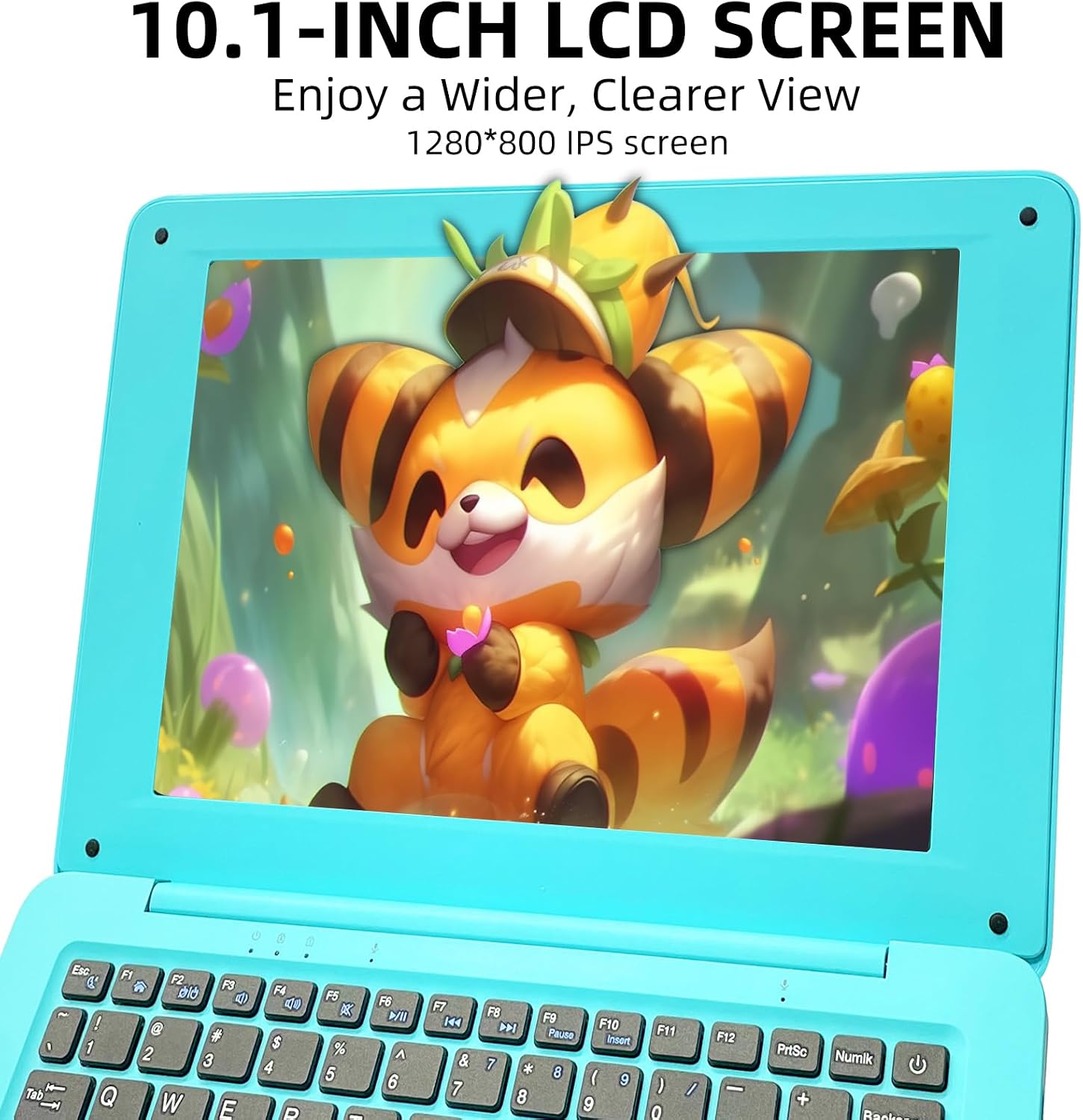 Close-up of the iSTYLE X10 laptop's 10.1-inch IPS HD screen displaying vibrant colors.