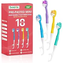 Mini Disposable Travel Toothbrushes with Toothpaste & Floss, 18 Ct