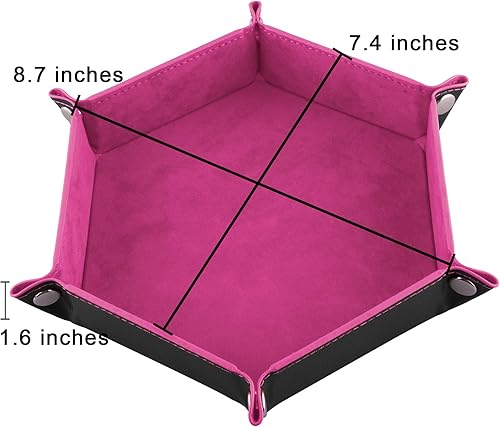 Miniatura 2 de SIQUK 4 bandejas de dados hexagonales para dados plegables, de piel sintética, para juegos de dados como RPG, DND y otros juegos de mesa (cian,