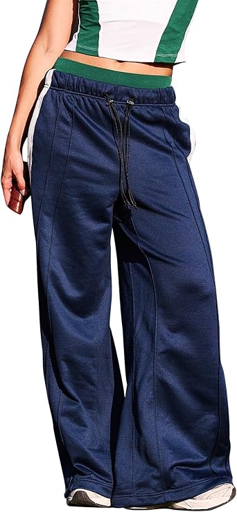 Duyang Womens Drawstring Waist Wide Leg Sweatpants High Waisted Baggy Pants Athletic Joggers Casual Yoga Pants with Pockets