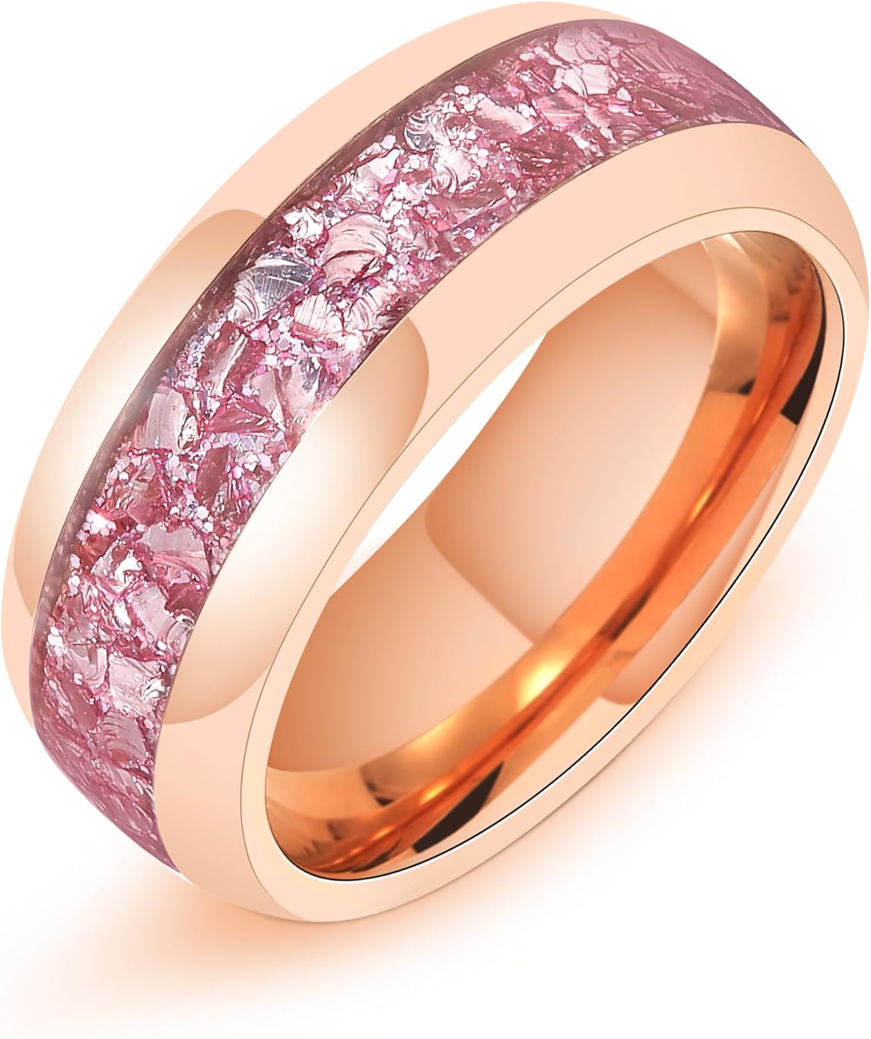 4/8mm Tungsten Wedding Bands for Men Women Black/Rose/Gold Plated Tungsten Carbide Ring with Synthetic Pink Morganite/Aquamarine/Ruby/Emerald Inlay Birthstone Promise Ring Size 5-14