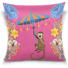 Throw Pillow Cover 20X20 Inch Comfortable Decorative Square Cushion Pillowcase for Home Sofa Couch Bed Office CarRight Monkey