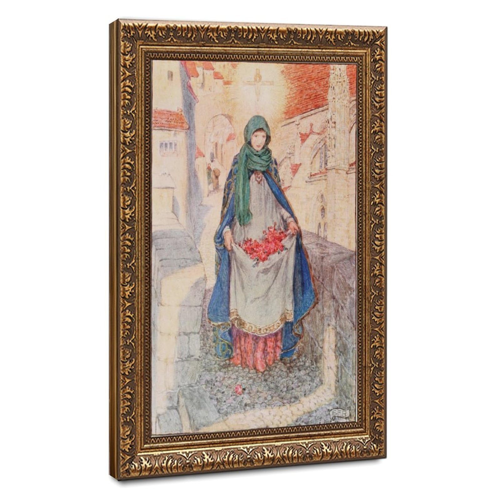 WCYB St. Elizabeth of Hungary by Eleanor Fortescue Brickdale Posters Prints Canvas Deco Paintings Wall Art Hangable Frame 8" L X 12" W
