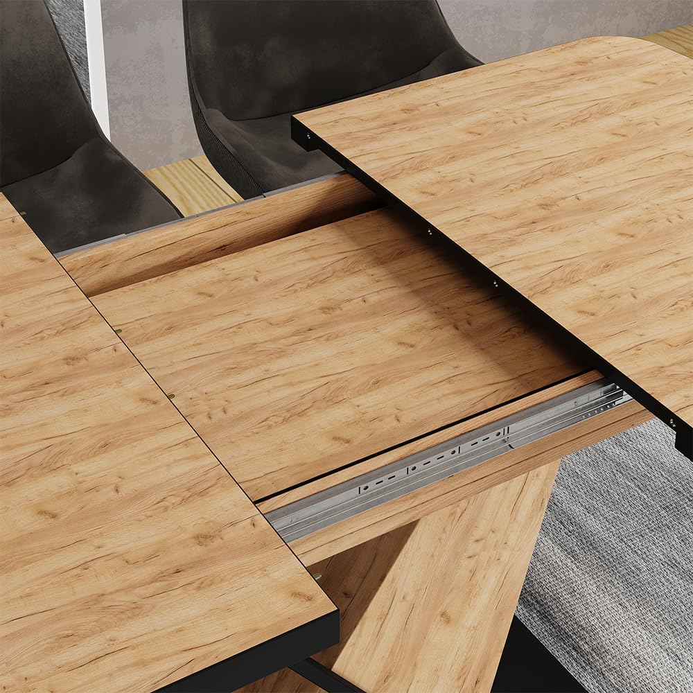 Vicco Table de Salle à Manger Fenaro, Chêne doré, 120-160 x 80 cm | extensible, extensible jusqu'à 160 cm avec rallonge intégrée