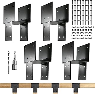 6x6 Post Brackets Kit(Actual 5.5"x5.5"), 4 Pack Heavy-Duty Post Caps Tie Bracket, Brackets for Wood Posts Beam Support, Gazebo Pergola Deck Porch Wood Connections Steel Brackets