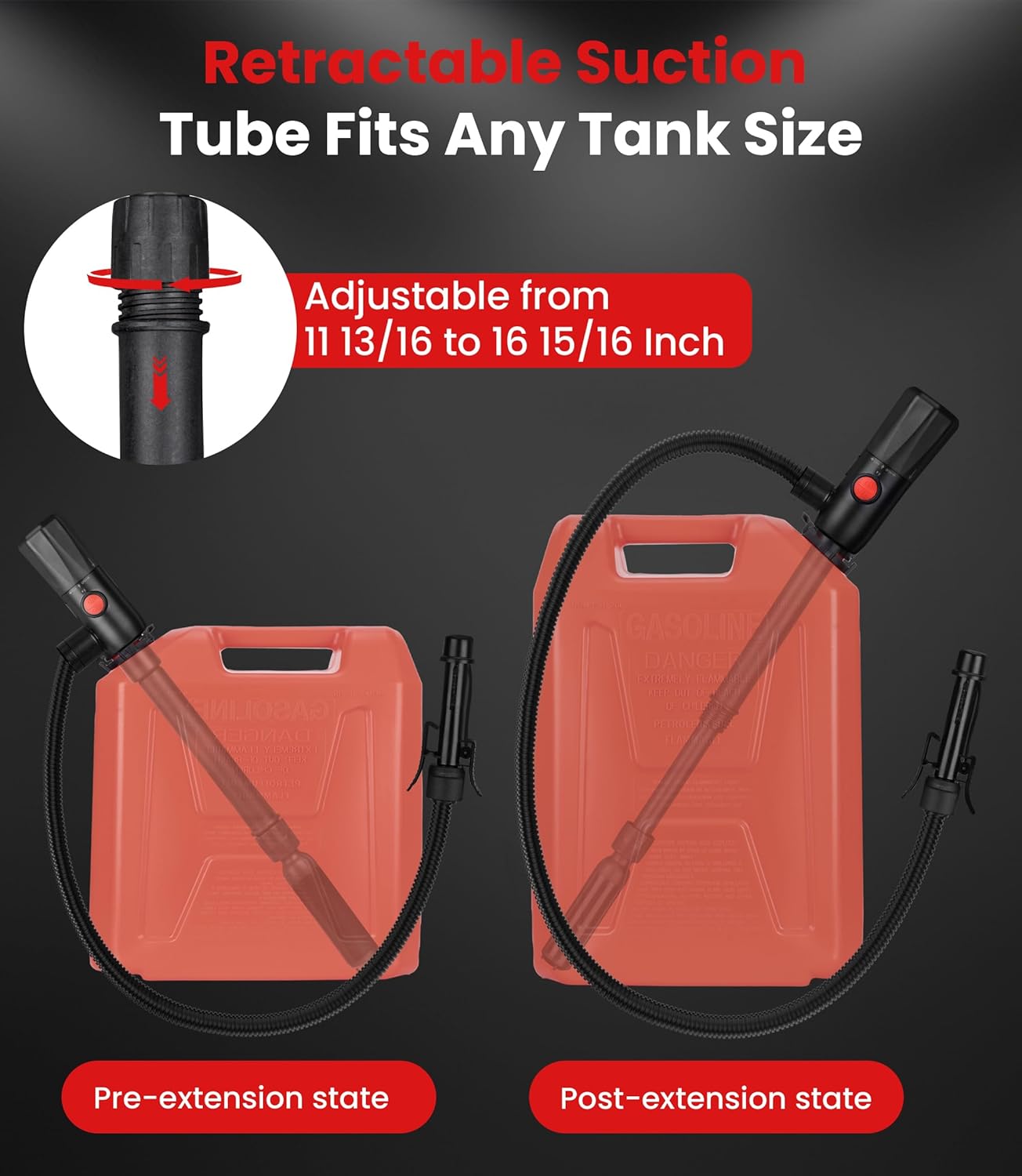 2.8GPM Battery Powered Portable Fuel Transfer Pump Auto stop Gas Pump For Gas Can with USB Charging Fuel Transfer Pump for Gasoline, Fuel, Gas, Diesel, Water