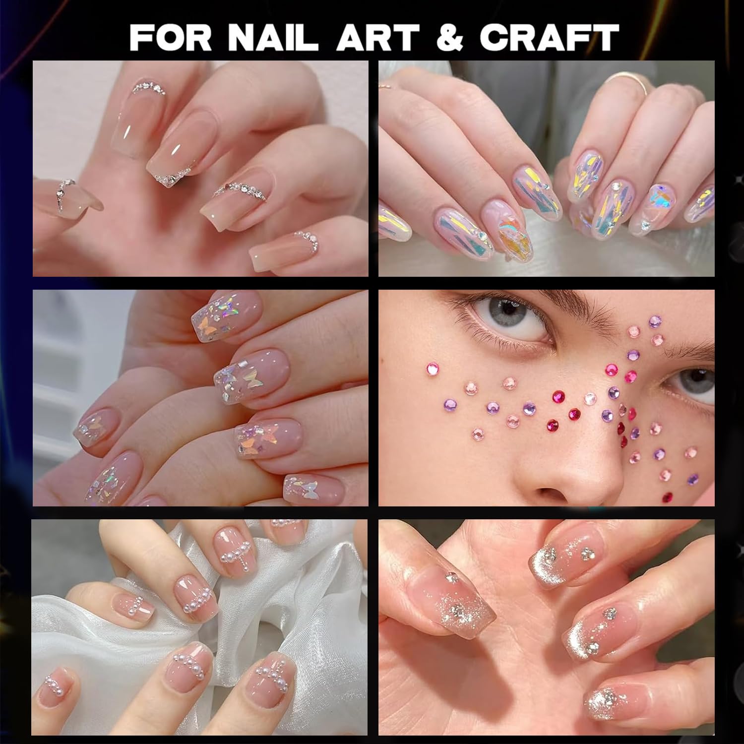 3500 Pièces Strass Ongle Nail Art, Bijoux Ongles Nail Art 3D Strass pour Ongle Avec Pince à Epiler et Stylo de Cueillette Strass Ongles pour Décoration de Ongle Visage Vêtements