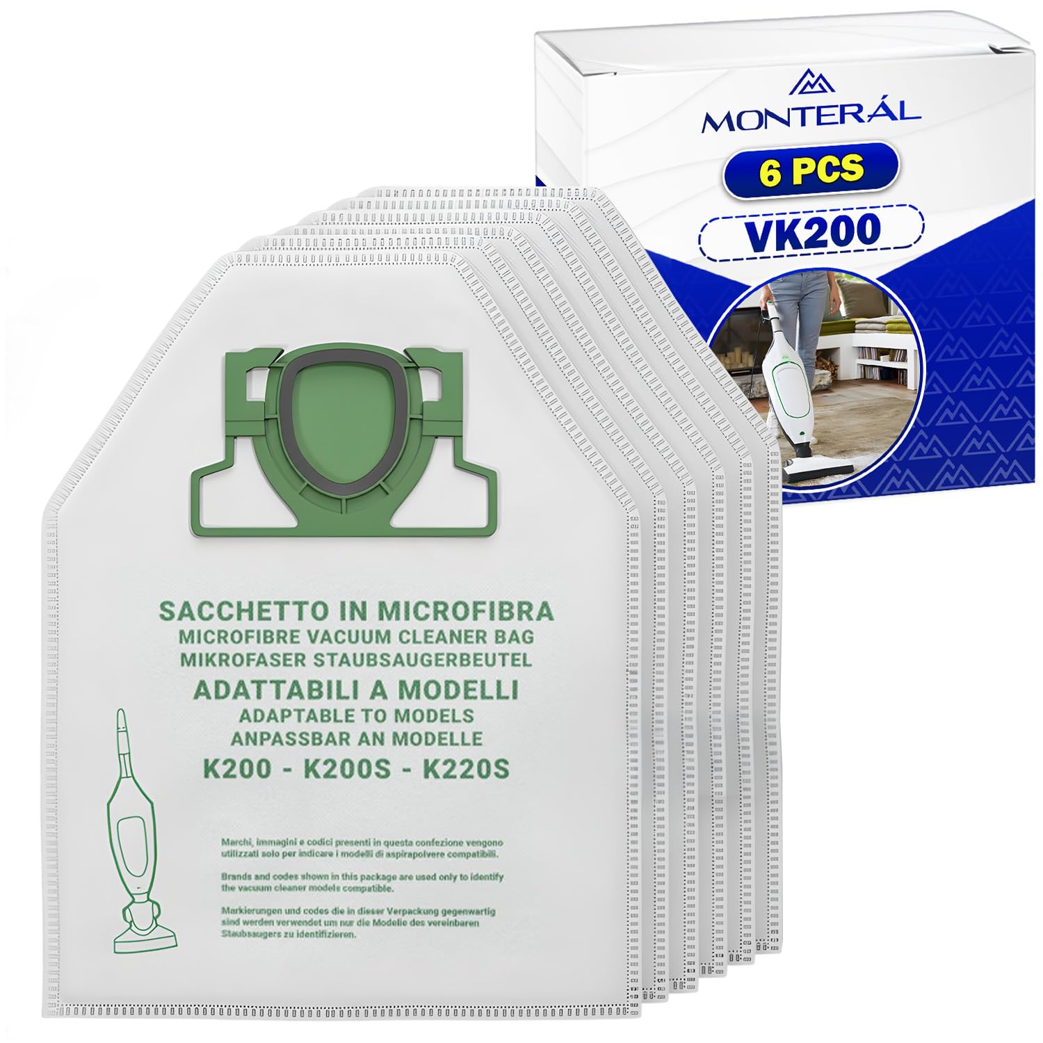 10 sacs d'aspirateur pour Vorwerk Kobold VK200 FP200, micro polaire 5 couches de qualité supérieure pour les per - Electroménager
