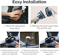 Vista 6 de MOVMAX Soporte de ventosa electrónica solar con brazo de cuchilla, soporte de coche para DJI Pocket 3, GoPro Hero 13, cámaras de acción 360