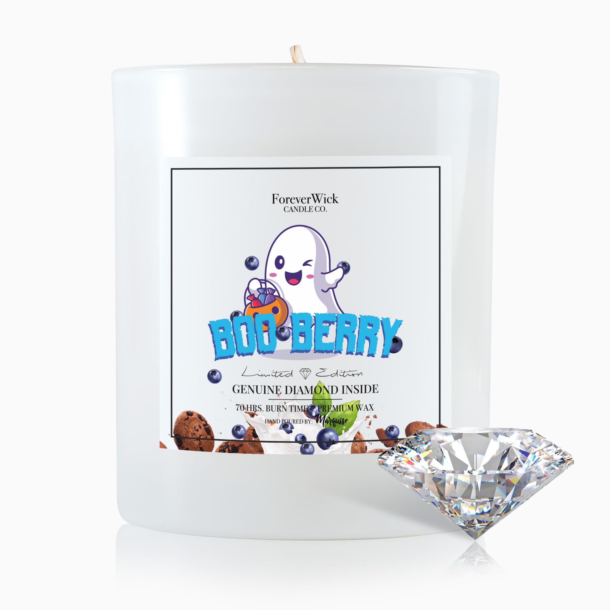 ForeverWick BooBerry Halloween Candle | Fun, Spooky Candles for Halloween | Hand-Poured Natural Soy Candle | Halloween Gifts for Women with Diamond | Berry, Woodsy Scents | 45-Hour Burn Time, 14oz