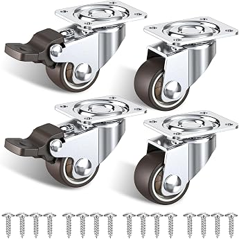 25 mm furniture castors small set of 4 castors with brakes wheels for furniture small with 40 kg total capacity 2 rubber castors with brakes and 2 without