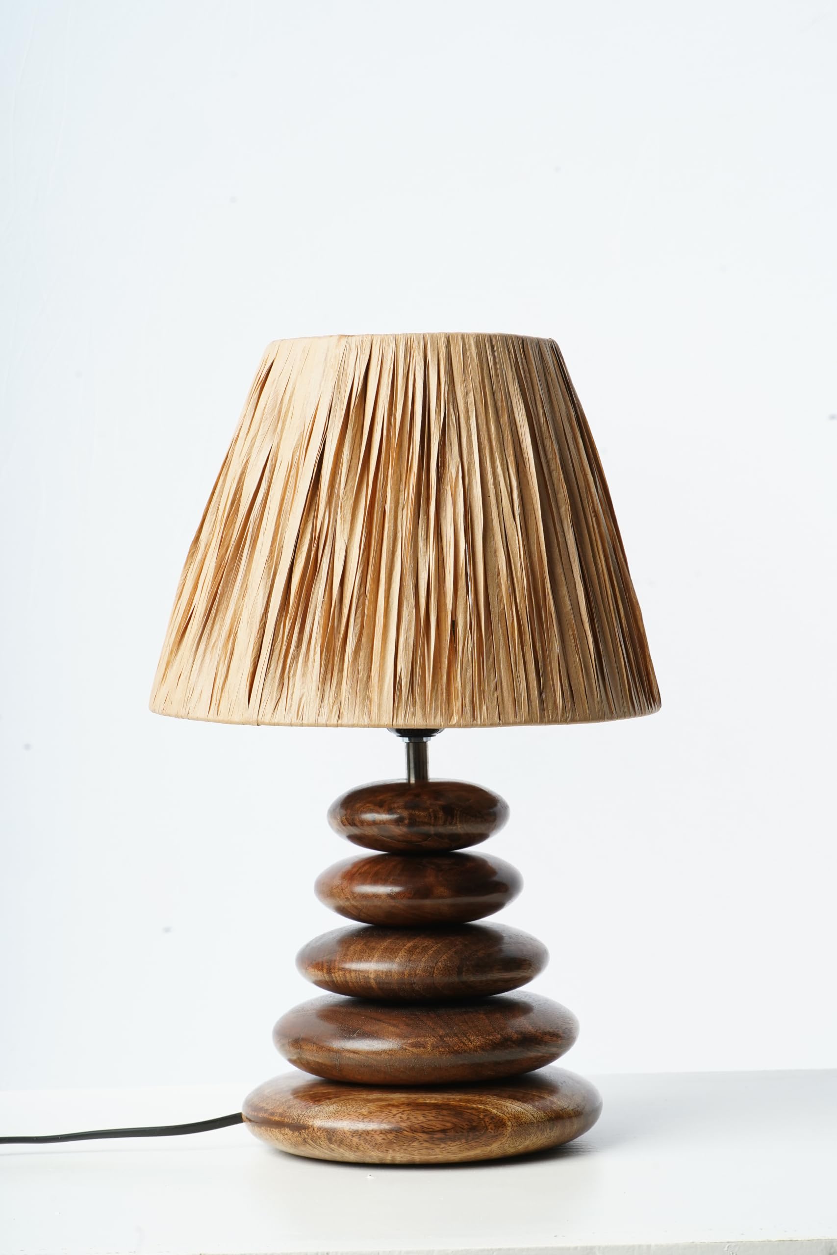 Ikari Homes Rustic Heaven Pebble Table Lamp I Handcrafted Premium Wooden Lamp I Natural Earthy Eco Friendly Lamp I Bedside Lamp I Night Lamp Bedroom I Home Decor Items I Size 15.5 in x 10 in-image-15