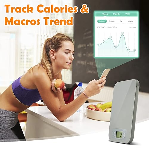 Miniatura 9 de Báscula inteligente para alimentos  Báscula digital de peso gramos y onzas con calculadora nutricional, báscula Marco para pérdida de peso, báscula