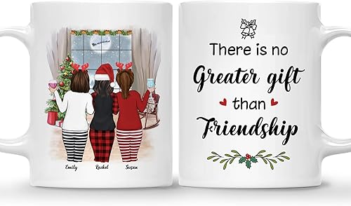 Gossby Taza de café de Navidad personalizada para amigas, regalos de amistad personalizados para mujeres con diseño, nombre, regalo de mujer para
