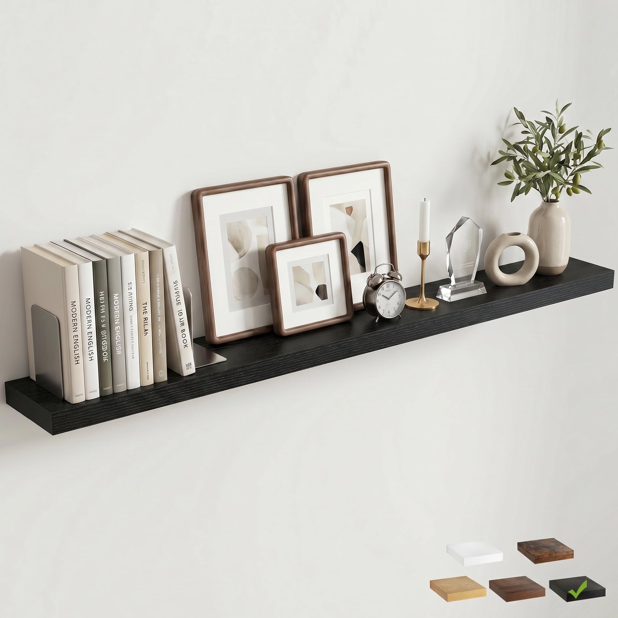 Marsmiles 140cm Floating Shelves, Wall Shelf, Bookshelf, Black, 1Pcs