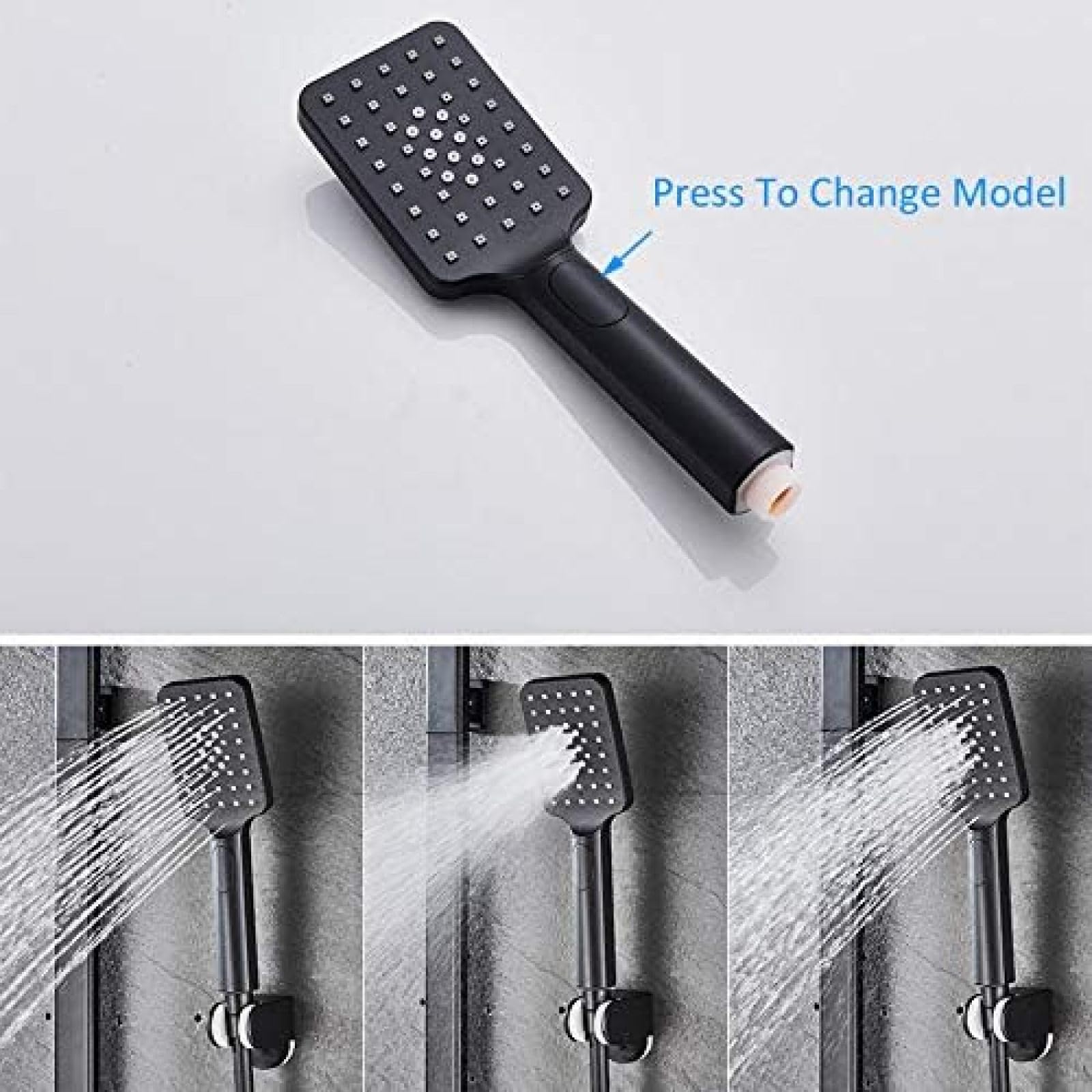 VASDEV Juego de Grifo de Ducha Cromado Negro, Ducha Tipo Lluvia con Ducha de Mano de 3 vías, Mezclador de Ducha Negro, Grifo Mezclador para bañera y Ducha, Cromado, Negro Mate