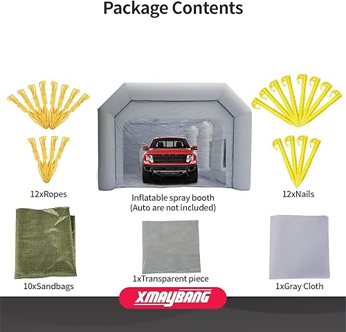 Miniatura 20 de Xmaybang Cabina de pulverización inflable de 26 x 15 x 10 pies, cabina de pintura automática portátil con sistema de filtración, adecuada para autos