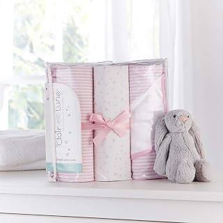 Clair De Lune Pink 3 Piece Moses Basket Bedding Bale Gift Set