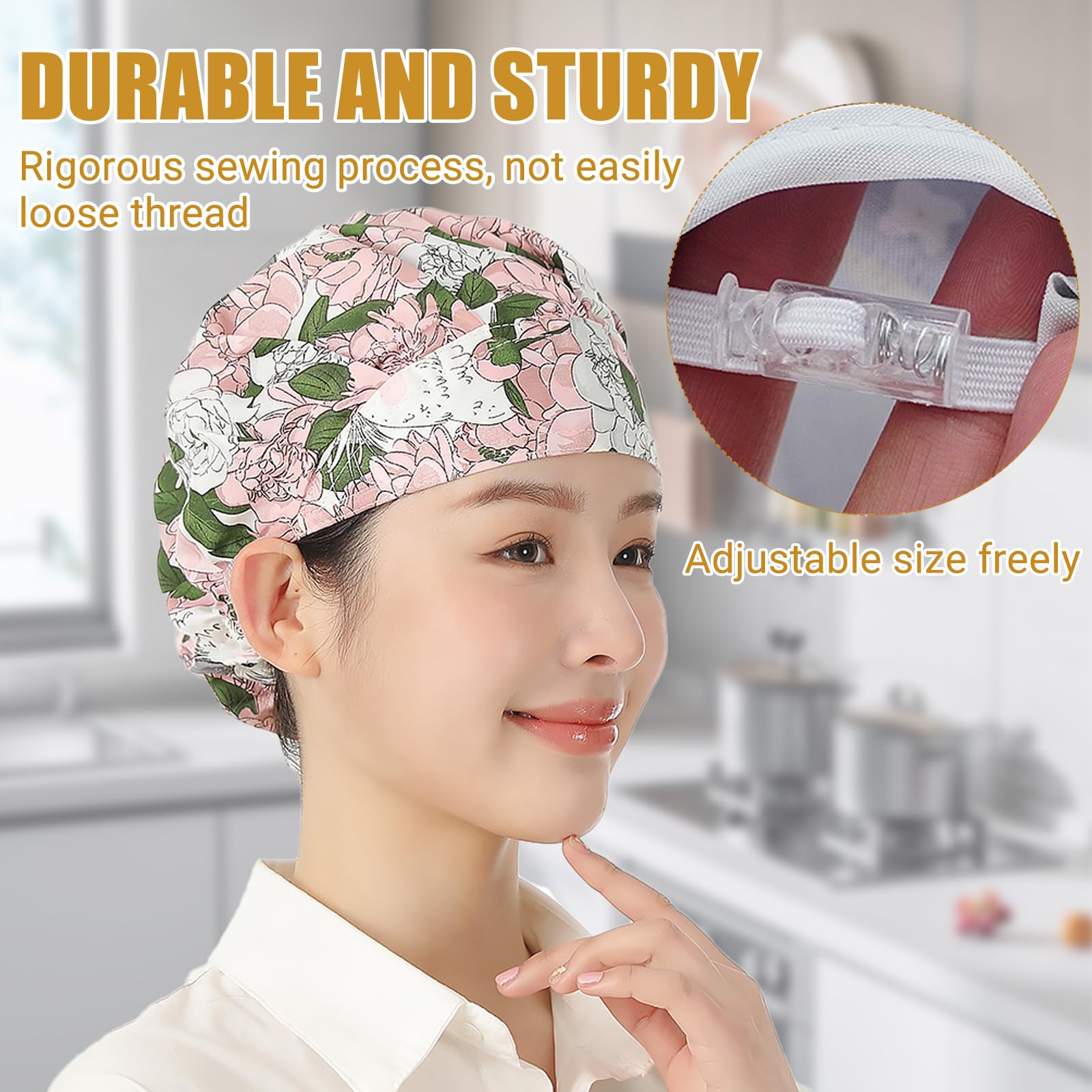 3 Pièces casquette femme Calot Chirurgien Femme Chapeaux de Travail avec Noués à Dos Sweatband Chapeau Réglable Capuche Casquette Queue Cheval Calot Chirurgien Cuisine Couverture Homme Femme