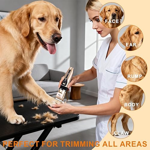 Miniatura 4 de Cortapelos para perros para aseo, bajo ruido, eléctrico silencioso, peine ajustable para aseo de perros, kit de cortapelos para mascotas, kit de