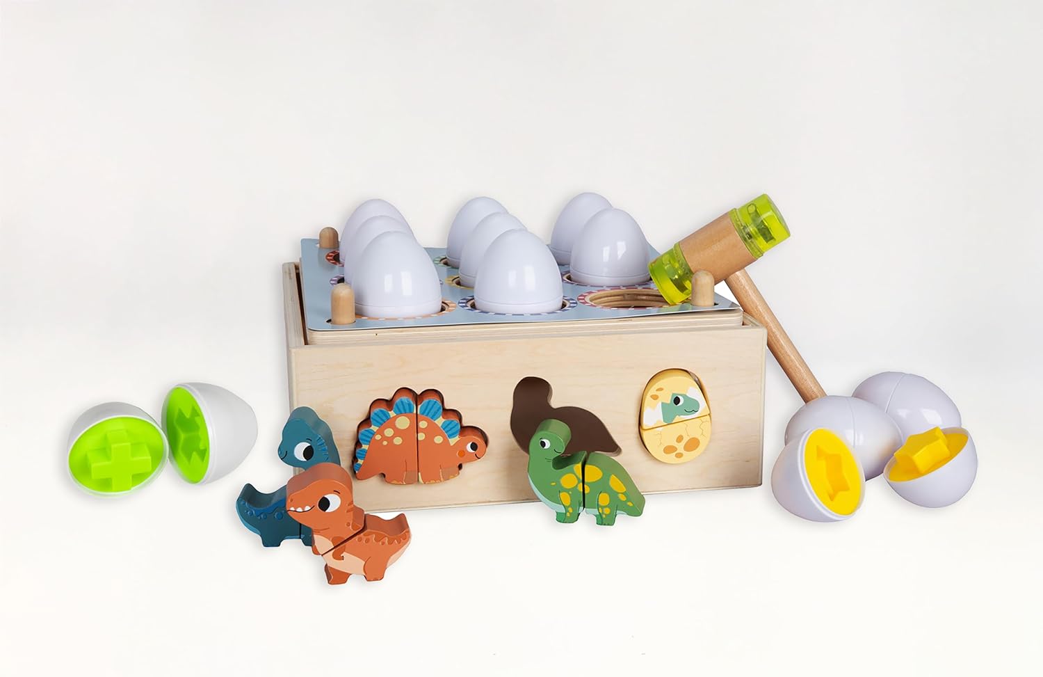 Brilliant Baby® - Egg Game | Toddler Learning Toy | Educational and Fun Wooden Dinosaur Baby Toy with Shapes, Colors and Stacking for Early Childhood Development | Interactive Toy for Toddler and Baby