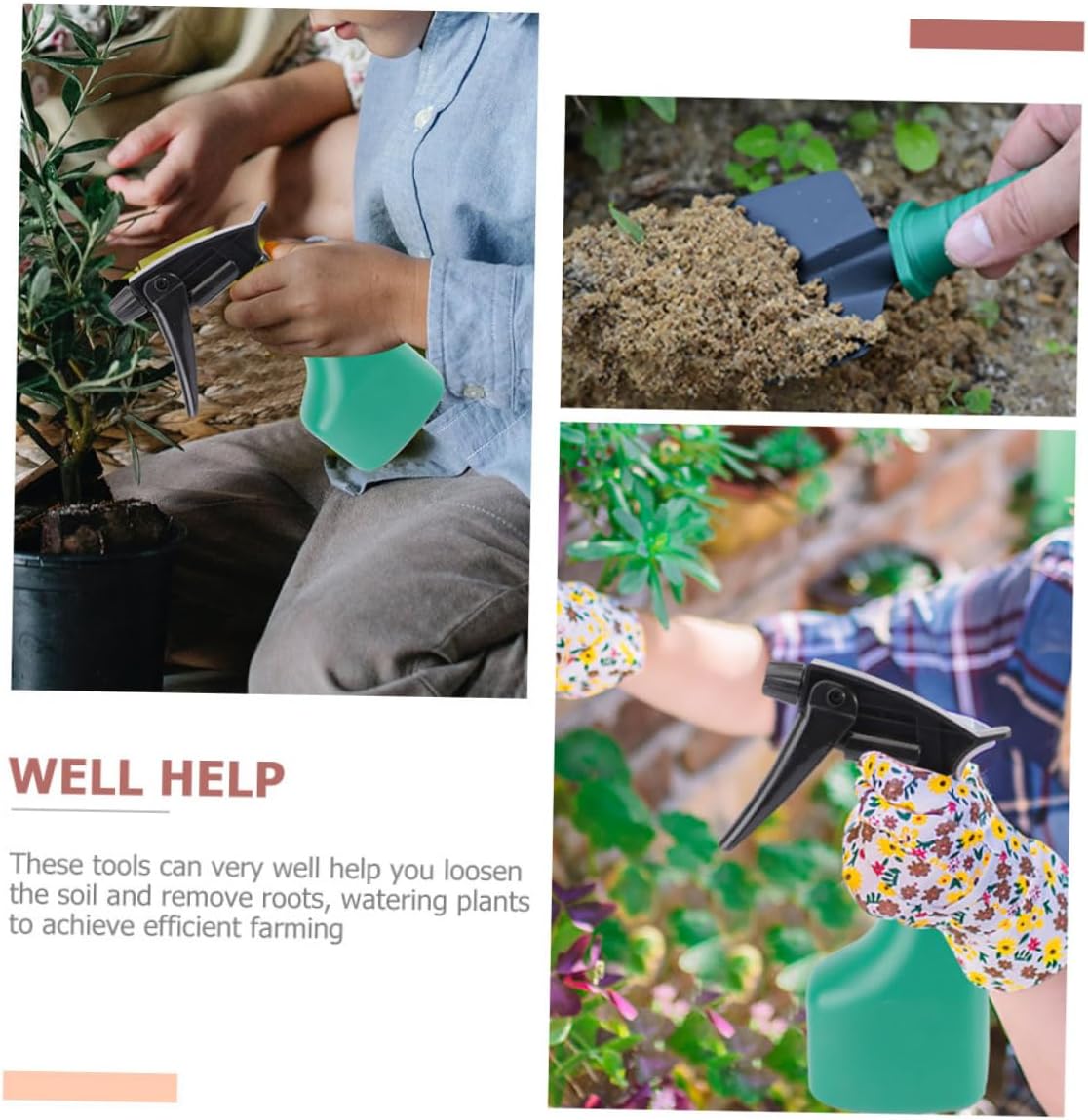 Gardening Tool Kit 5pcs Set with Shovel, Rake, Pruning Shears, Portable Carry Case for Planting and Lawn Care