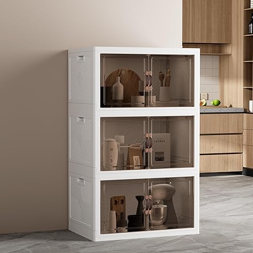 JOYMOOP Organizador plegable de almacenamiento, caja de almacenamiento plegable de 49.6 cuartos de galón con ruedas y puerta, contenedor de