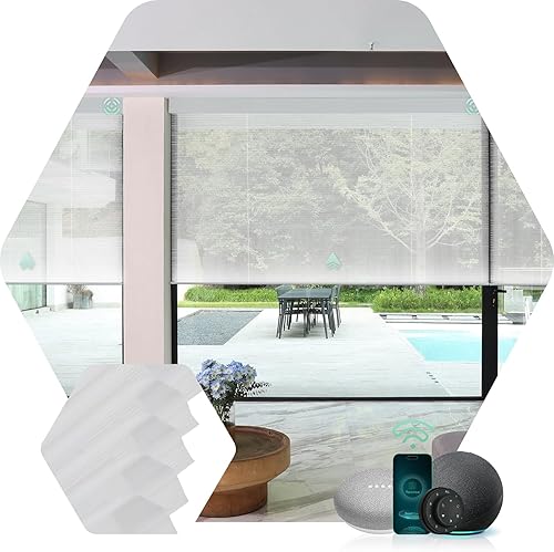 Miniatura 43 de Yoolax Persianas celulares motorizadas compatibles con Alexa, persianas motorizadas opacas inteligentes de panal para ventanas, persianas Textura