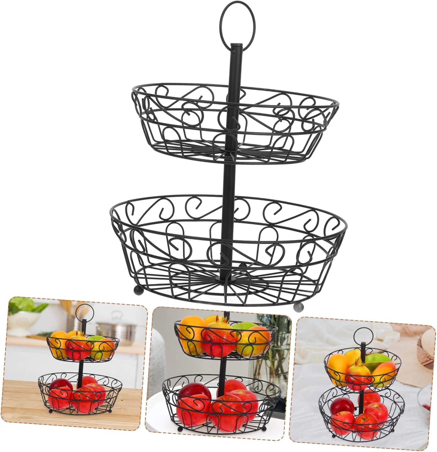 Mobestech Tiered Fruit Basket Wire Storage Bowl for Kitchen Counter Decorative Banana Holder Fruit Bowl