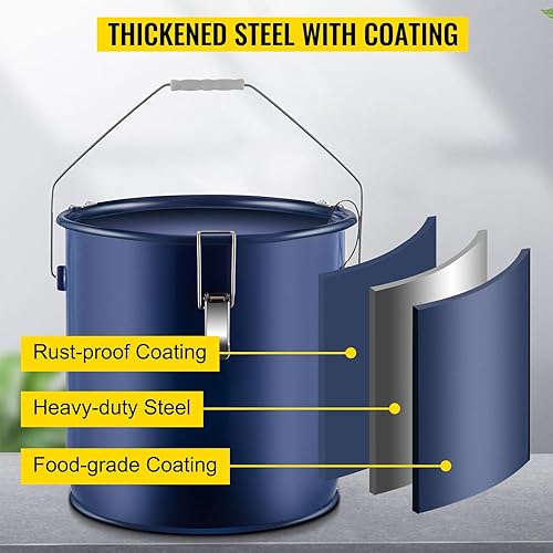 Miniatura 3 de VEVOR Cubo de grasa para freidora de 5 galones, contenedor de aceite para freidora de acero con revestimiento a prueba de óxido de 18.9 L contenedor