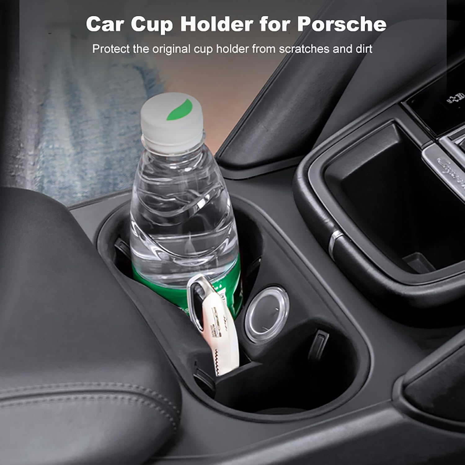 Cup Holder Coasters for Macan Accessories, Silicone Non-Slip Car Cup Holder Insert for Porsche Macan Car Accessories (for Macan Black)