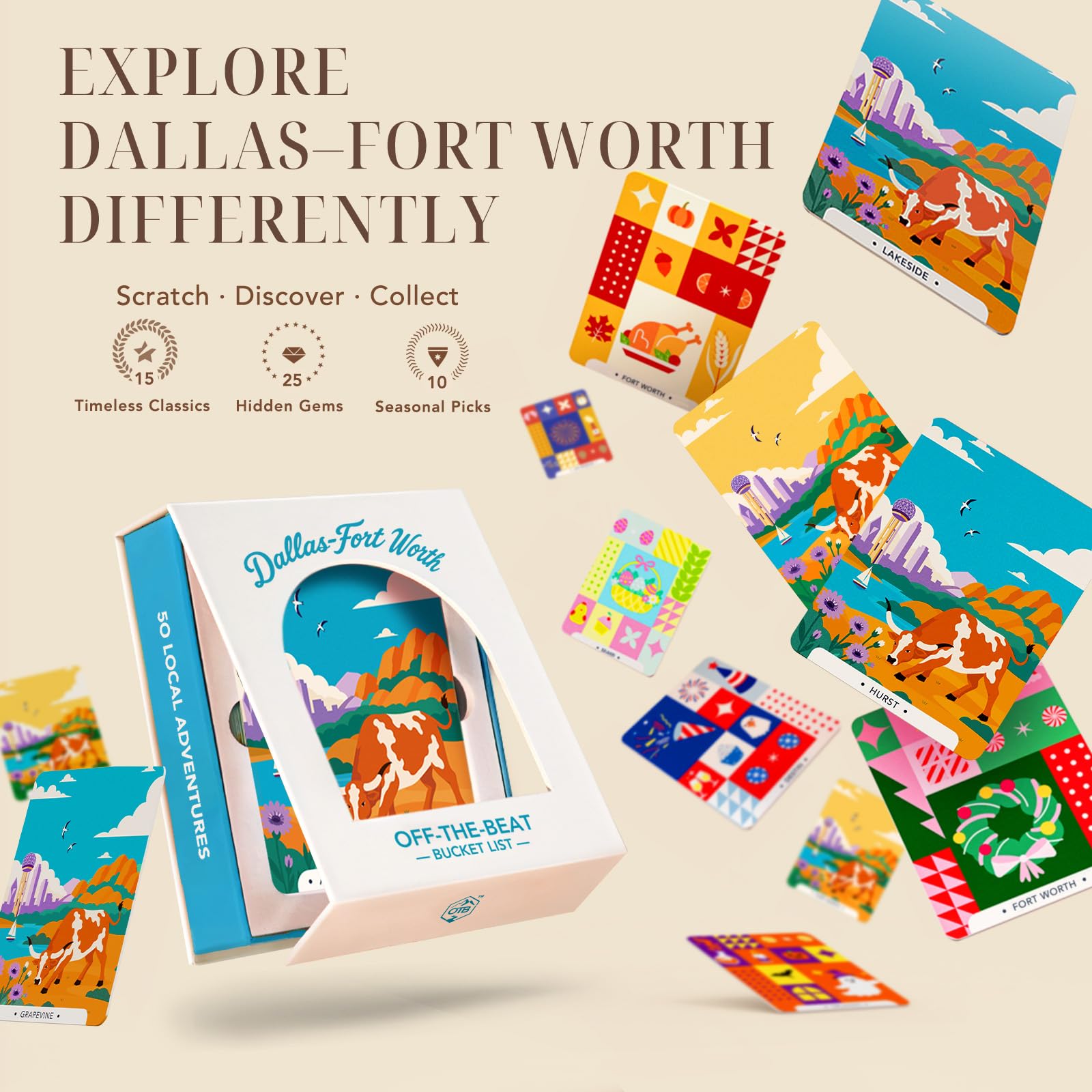Dallas-Fort Worth Adventure - Cartoncini da grattare, 50 pezzi