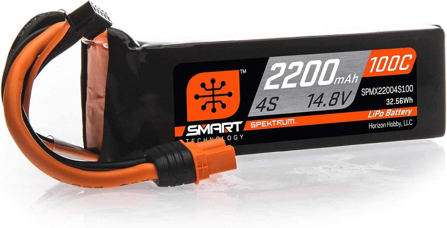 Top Brands Spektrum 14.8V 2200mAh 4S 100C Smart LiPo Battery: IC3, SPMX22004S100