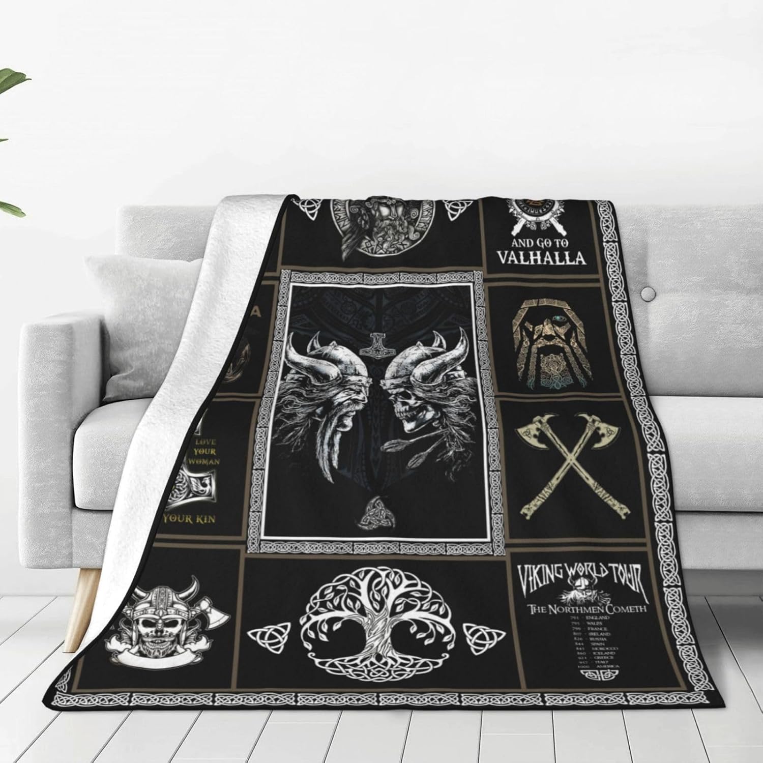 Medieval Viking Decor Throw Blanket - Warm, Soft, Plush, Lightweight Fleece Flannel Blanket - Cool Gifts for Men, Women, Kids - 40"X50" - Image 5
