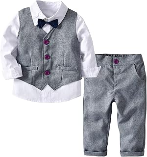 ROSEBEAR Baby,Clothing,Baby Boys 0-24m,Outfits & Clothing Sets Boys Gentlmen Outfits Toddler Tuxedo Suit Set T-Shirts Pants Bowtie Suspender Clothes 1-7 Years