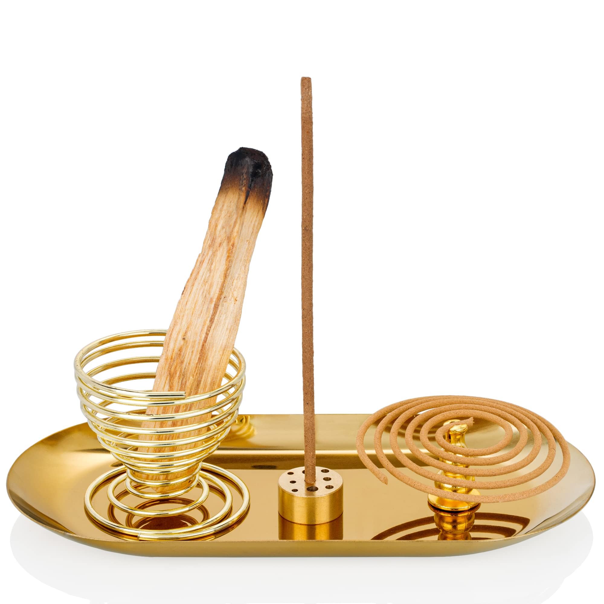 AquaFalcon5 in 1 Incense Holder, Palo Santo Holder, Sage Holder, Incense Burner for Incense Sticks/Coil Incense/Incense Cones, 5.5 inches Oval Ash Catcher for Meditation Yoga Room