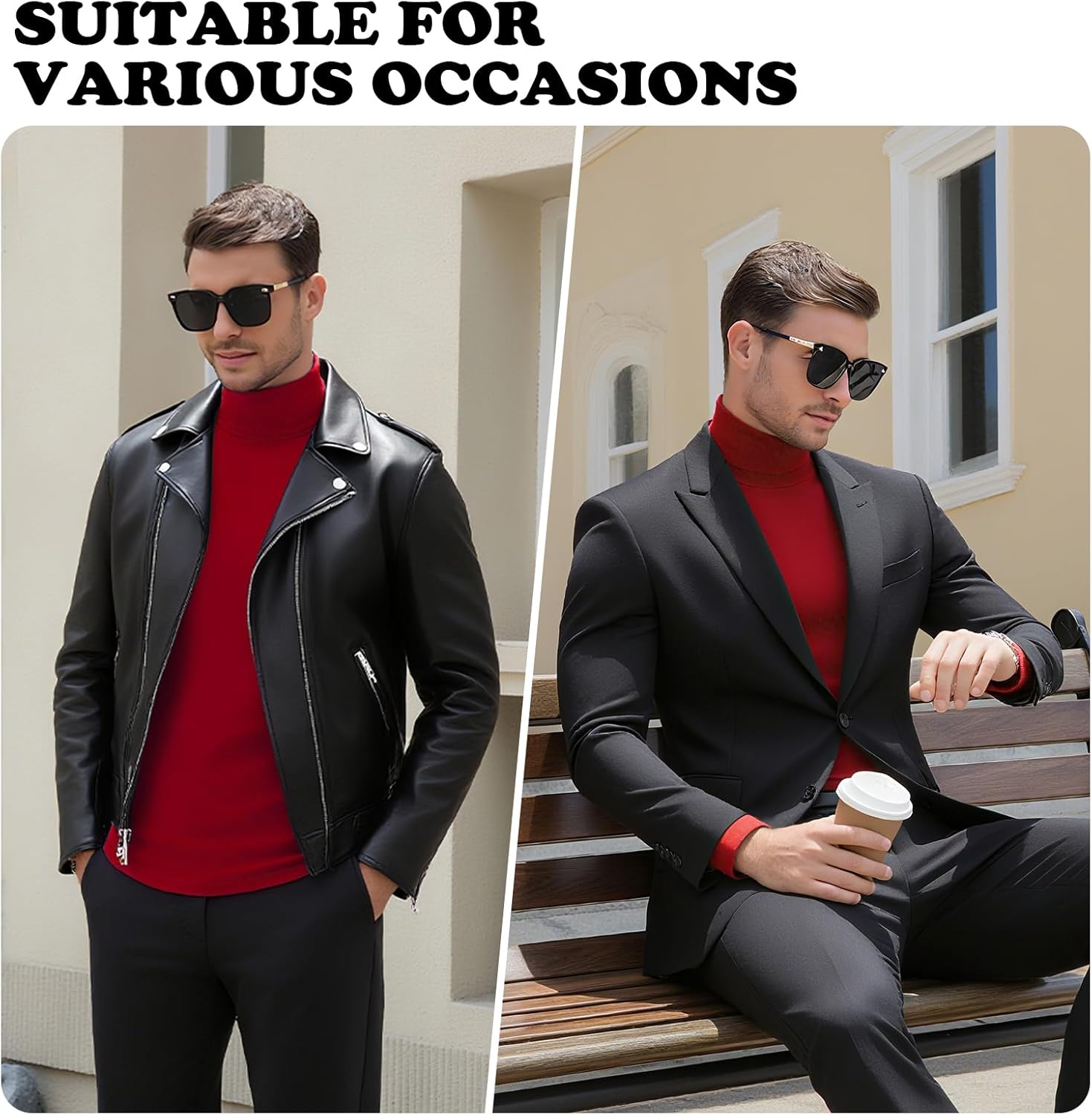 Men's Turtleneck Casual Basic High Neck Long Sleeve T Shirts Half Neck Lightweight Pullover Sweater - Image 6