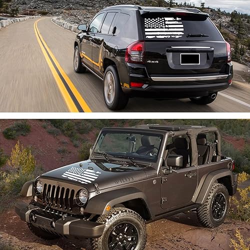 Miniatura 4 de Calcomanía de vinilo de 23.6 pulgadas con diseño de bandera estadounidense envejecida para puerta trasera, calcomanías de vinilo con diseño de rayas
