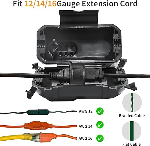 Miniatura 3 de Paquete de 2 Cubierta de seguridad para cable de extensión para exteriores con sello impermeable, resistente a la intemperie, cable de extensión