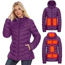 OAOA innovation Womens Heated Jacket with 10000mAh Battery Pack, Dual Control Button Heated Coat