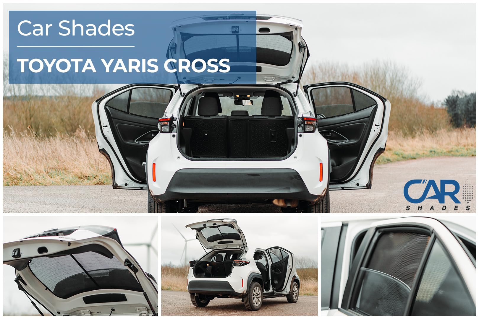 Set de Car Shades Compatible avec Toyota Yaris Cross (MXP) 2020- (4-pièces) Pare-Soleil sur Mesure pour Voiture