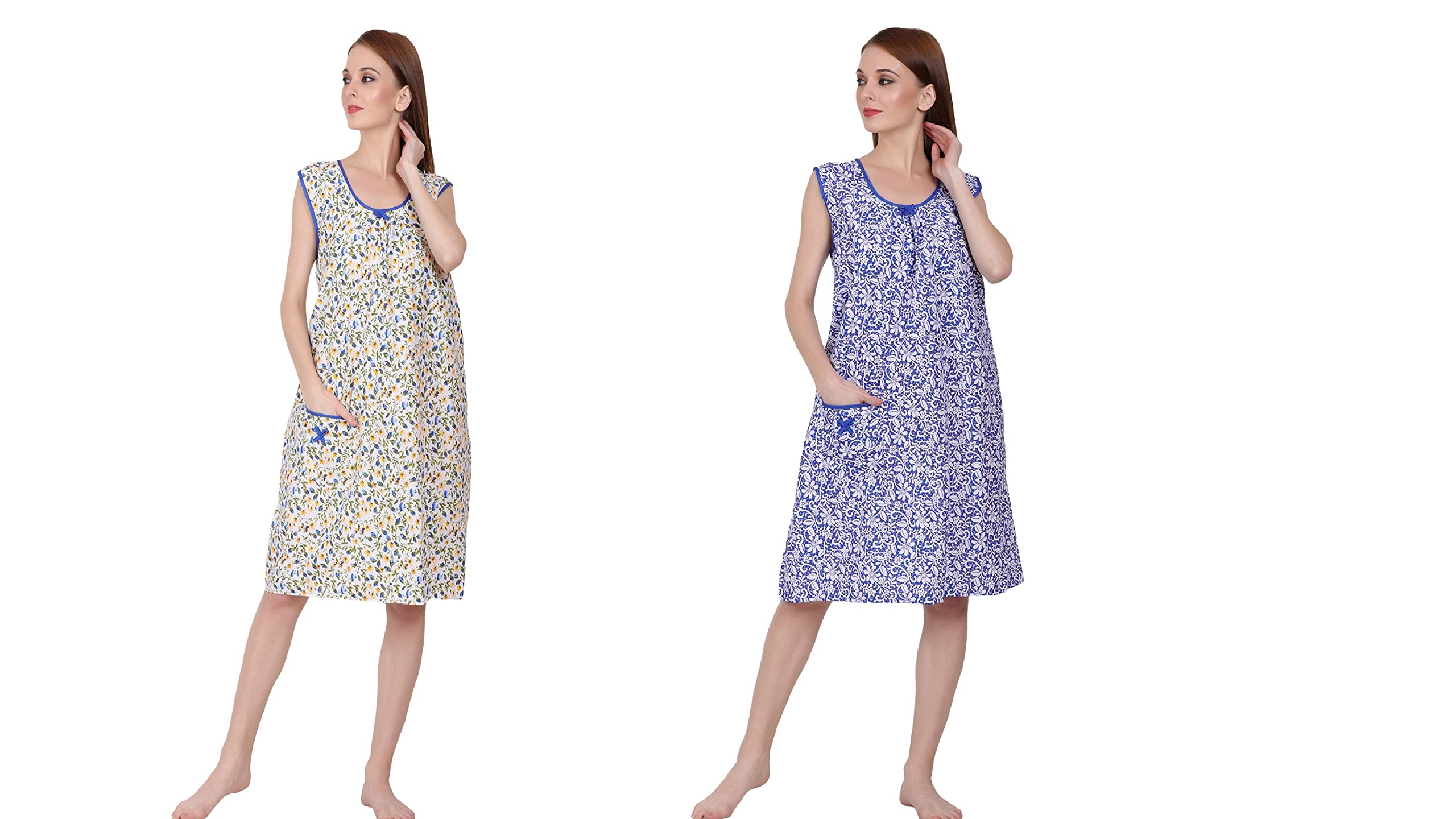 breezly BreezlyWoman Printed Calf Length Combo Cotton Nighty Pack-picture-31