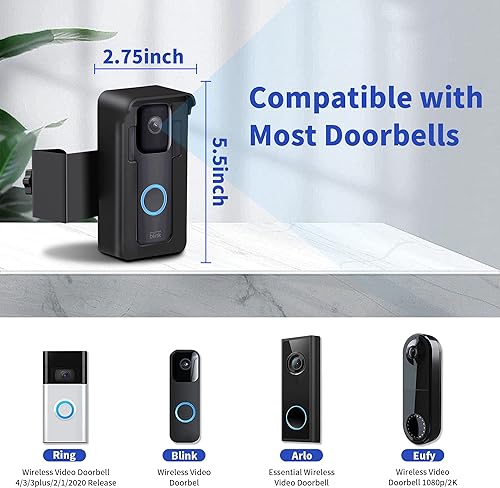 Miniatura 2 de Soporte para timbre de puerta, soporte de cámara con anillo, soporte de timbre de video parpadeante mejorado compatible con timbre de video Ring 433