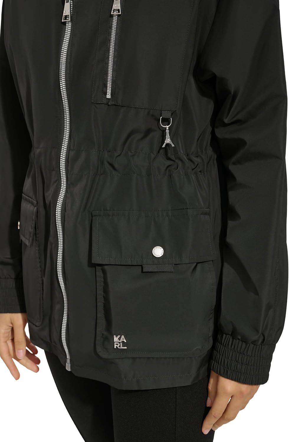 KARL LAGERFELD Women's Soft Windbreaker Rain Wear Durable 3 Pocket Anorak - Image 6