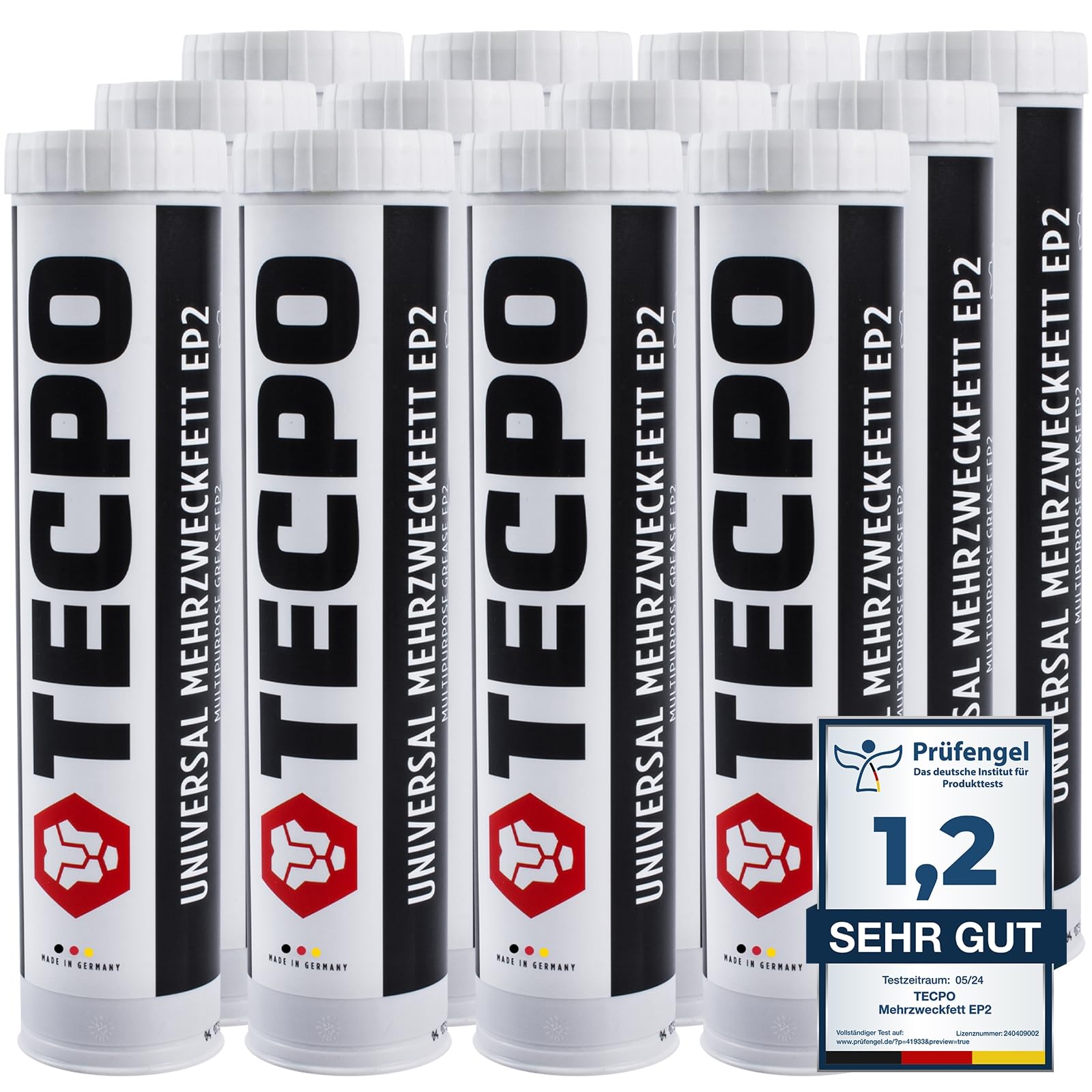 TECPO - Grasa universal multiusos (400 g), cartucho de grasa de litio, grasa universal, lubricación de coche, resistente al agua