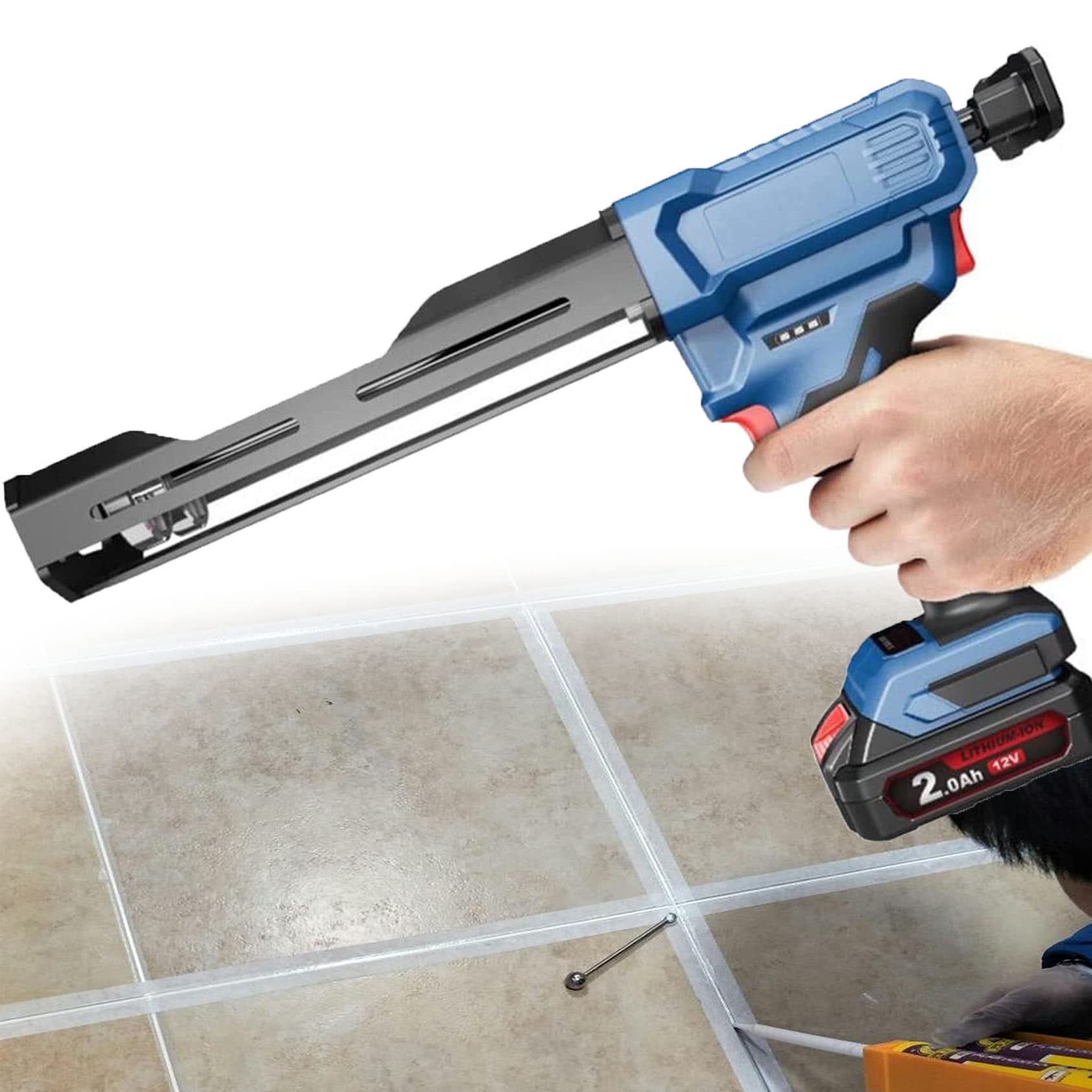 Elektryczny pistolet uszczelniający, aplikator samoprzylepny 12 V z podwójnym wkładem z obrotowym wózkiem i bezpłatnym pistoletem silikonowym