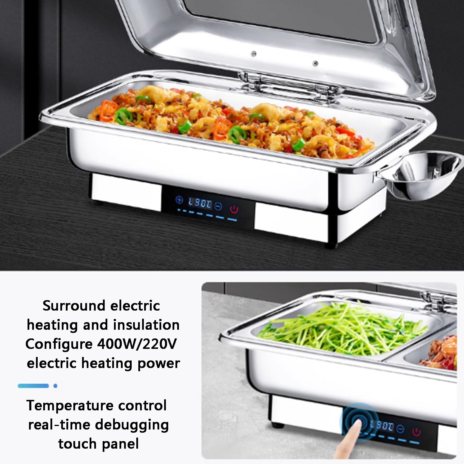 Calienta platos de mesa,calentadores de comida para buffet,bandeja de servidor de buffet portátil,plato calentador de alimentos electrico,calentador de alimentos,mantener la comida caliente ( Size : 1