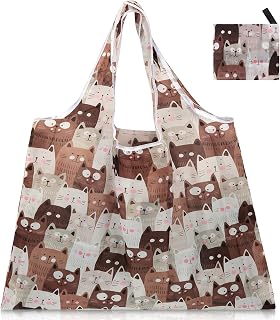 Reusable Grocery Bags Foldable Polyester, Cute Reusable Shopping Bags for Women Large Heavy Duty, Machine Washable